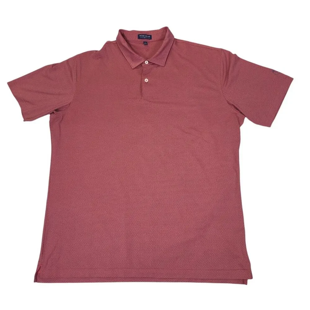 Peter Millar Crown Crafted Mens XL Polo Shirt Golf Short Sleeve Micro Print Pink